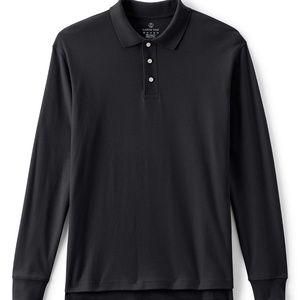 Lands End Black Long Sleeve Interlock Polo, L42-44